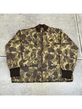 vintage winchester duck camo zip up hunting bomber jacket size medium